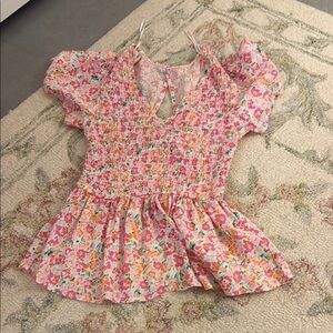 Floral Smocked Peplum Top